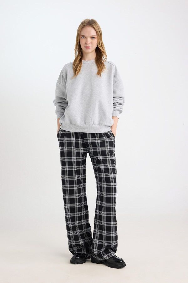 DEFACTO DEFACTO Wide Leg Wide Leg Plaid Regular Waist Elastic Pocket Pajama Pants