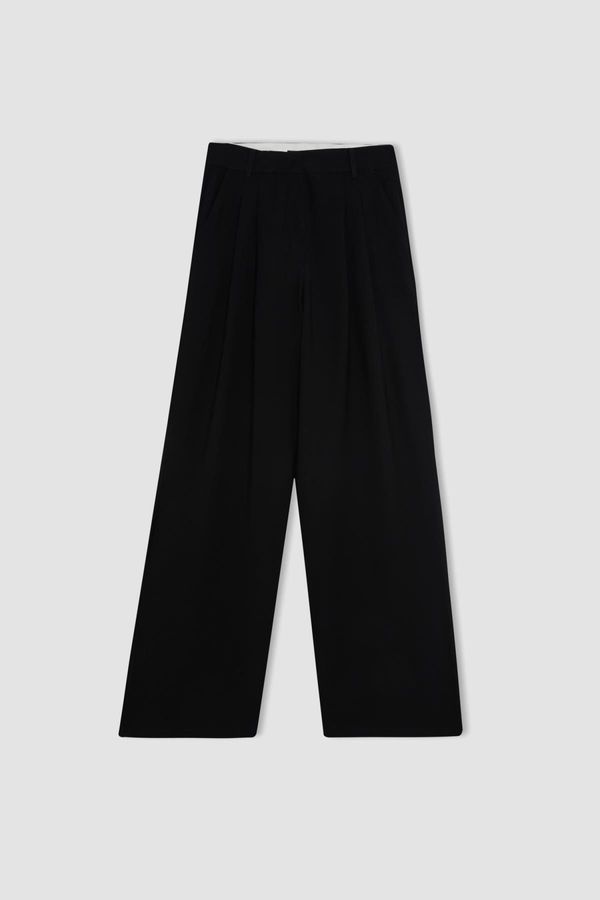 DEFACTO DEFACTO Wide Leg Wide Leg Pocket Darted Plain Basic Classic Woven Trousers