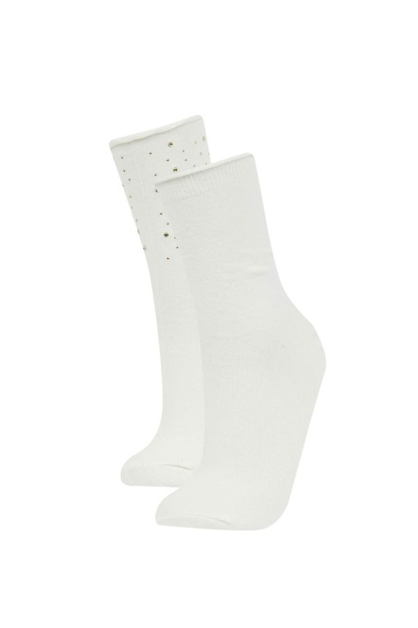 DEFACTO DEFACTO Woman Appliqued 2 Piece Cotton Long Socks