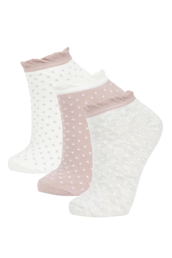 DEFACTO DEFACTO Woman's 3-Piece Cotton Booties Socks