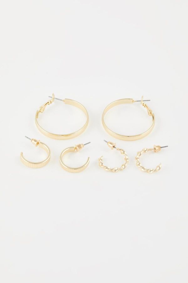 DEFACTO DEFACTO Woman's 3-Piece Gold Hoop Earrings