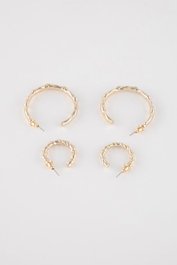 DEFACTO DEFACTO Women's 2-Piece Gold Hoop Earrings