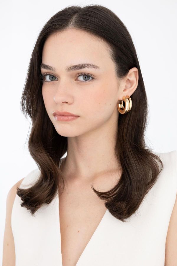 DEFACTO DEFACTO Women's 2-Piece Hoop Gold Earrings