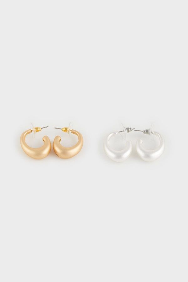 DEFACTO DEFACTO Women's 2-Piece Hoop Matte Earrings