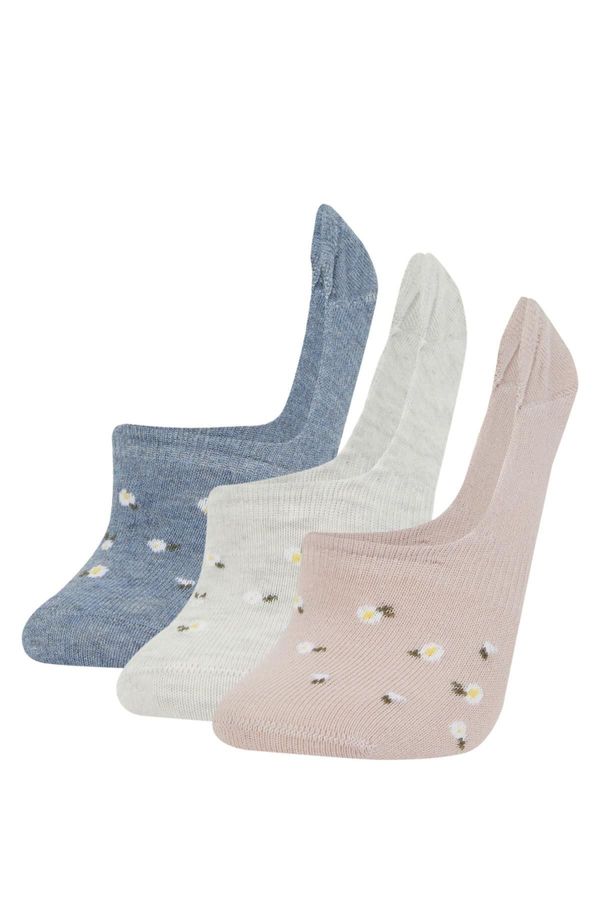 DEFACTO DEFACTO Women's 3-Piece Cotton Ballerina Socks