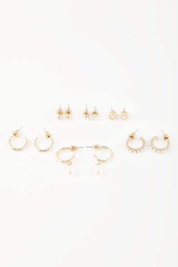 DEFACTO DEFACTO Women's 6-Piece Gold Earrings