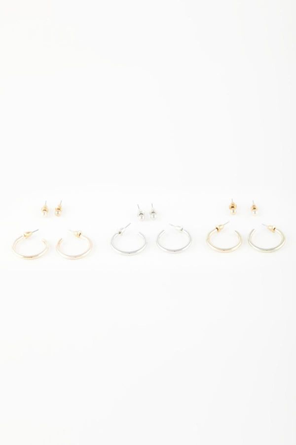 DEFACTO DEFACTO Women's 6-Piece Hoop Earrings