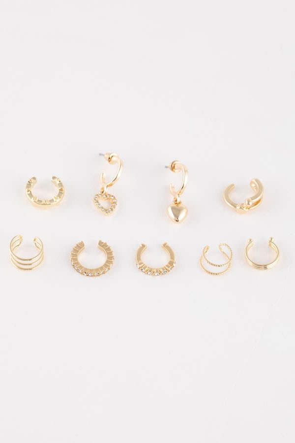 DEFACTO DEFACTO Women's 9-Piece Gold Earrings