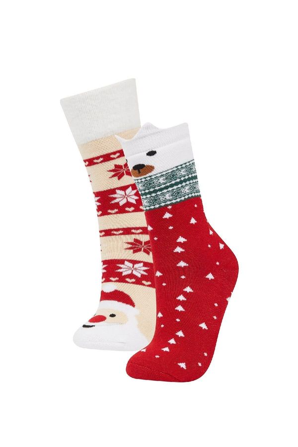 DEFACTO DEFACTO Women's Christmas Themed 2-Pack Cotton Long Socks