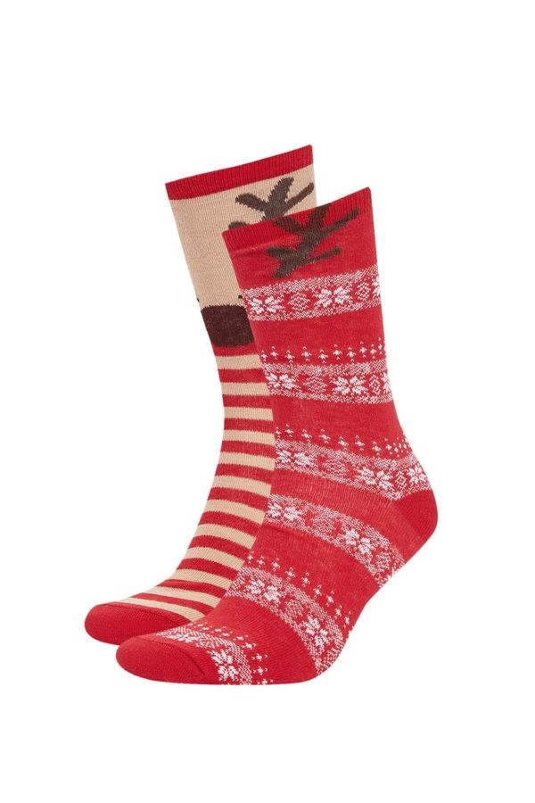 DEFACTO DEFACTO Women's Christmas Themed Cotton 2-Piece Long Socks