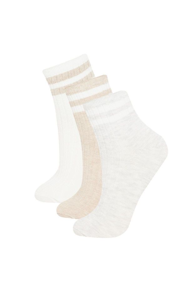 DEFACTO DEFACTO Women's Comfortable Elastic 3-Pack Cotton Ankle Socks