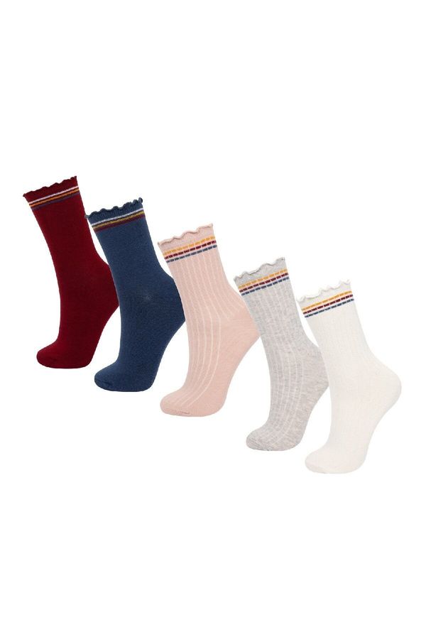 DEFACTO DEFACTO Women's Comfortable Elastic 5-Pack Cotton Long Socks