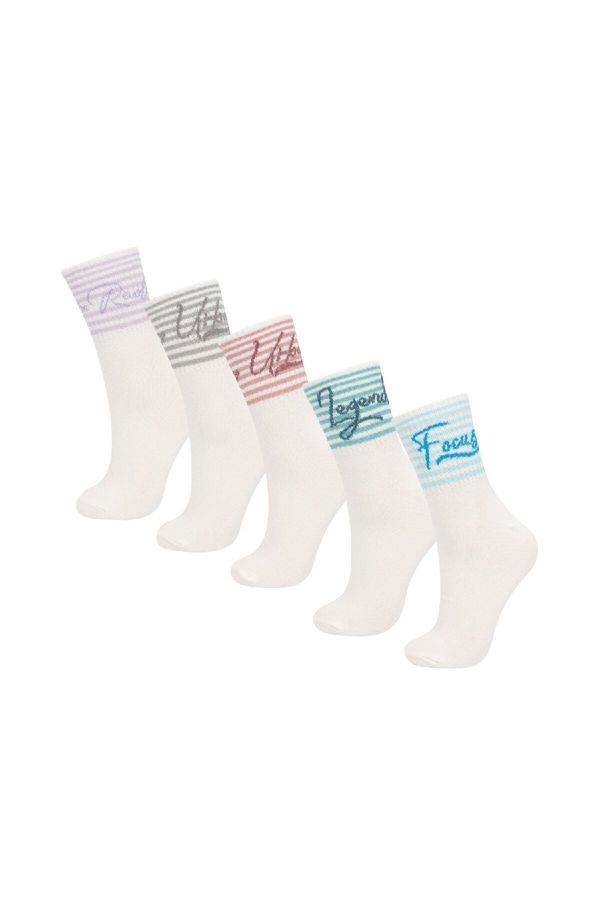 DEFACTO DEFACTO Women's Comfortable Elastic 5-Piece Cotton Long Socks