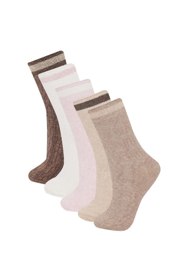 DEFACTO DEFACTO Women's Comfortable Elastic 5-Piece Cotton Long Socks