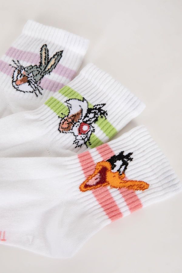 DEFACTO DEFACTO Women's Looney Tunes 3-Piece Cotton Socks