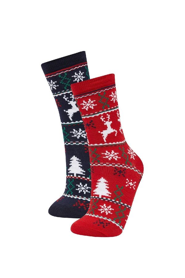 DEFACTO DEFACTO Women's New Year Themed 2-Pack Cotton Long Socks