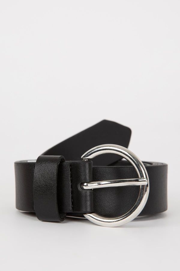 DEFACTO DEFACTO Women's Oval Buckle Faux Leather Classic Belt