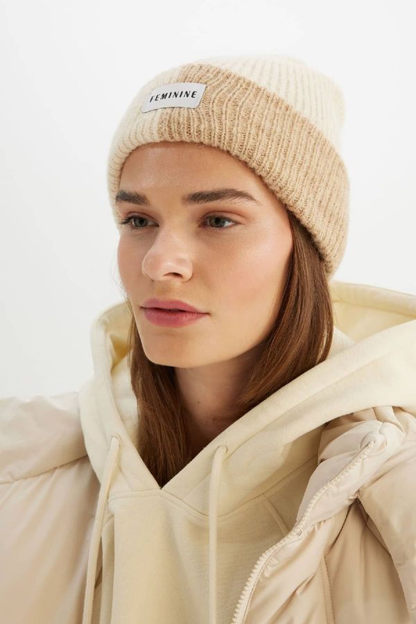 DEFACTO DEFACTO Women's Woven Labeled Wool Acrylic Knitted Beret