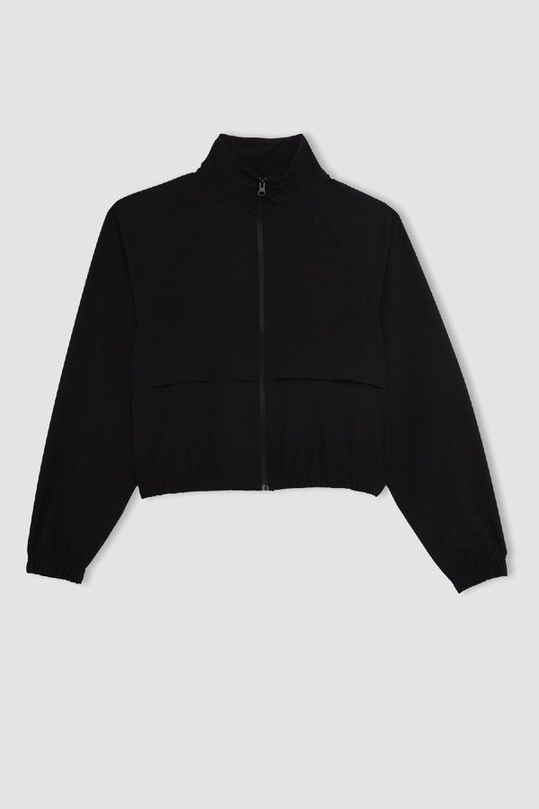 DEFACTO DeFactoFit Crop Stand Collar Woven Cardigan