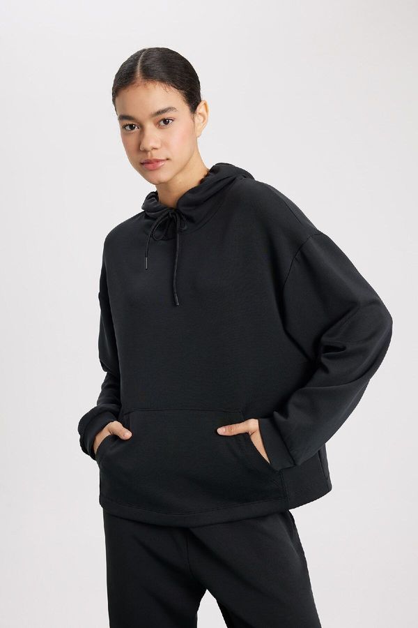 DEFACTO DeFactoFit Oversize Fit Hooded Modal Sports Sweatshirt