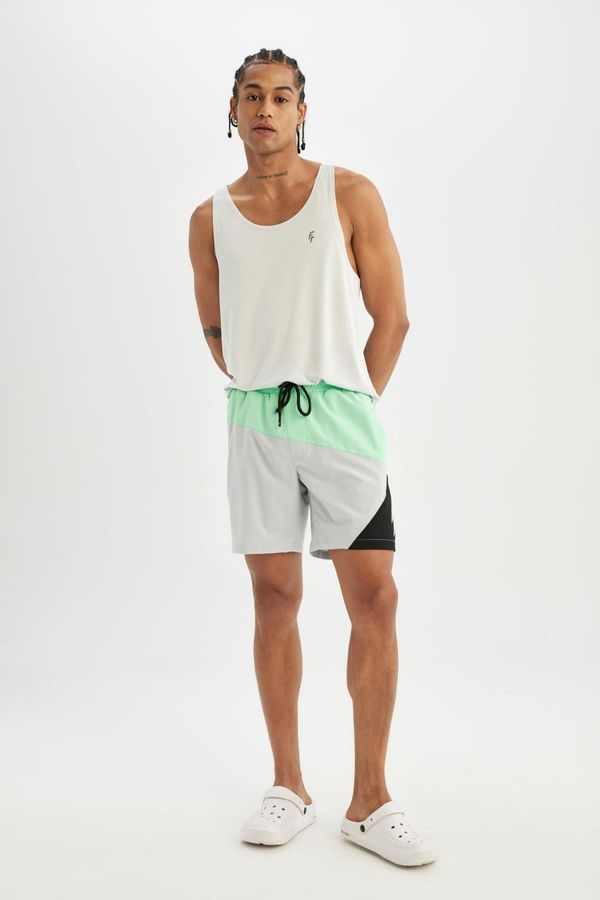 DEFACTO DeFactoFit Regular Fit Printed Flexible Textured Short Swim Shorts