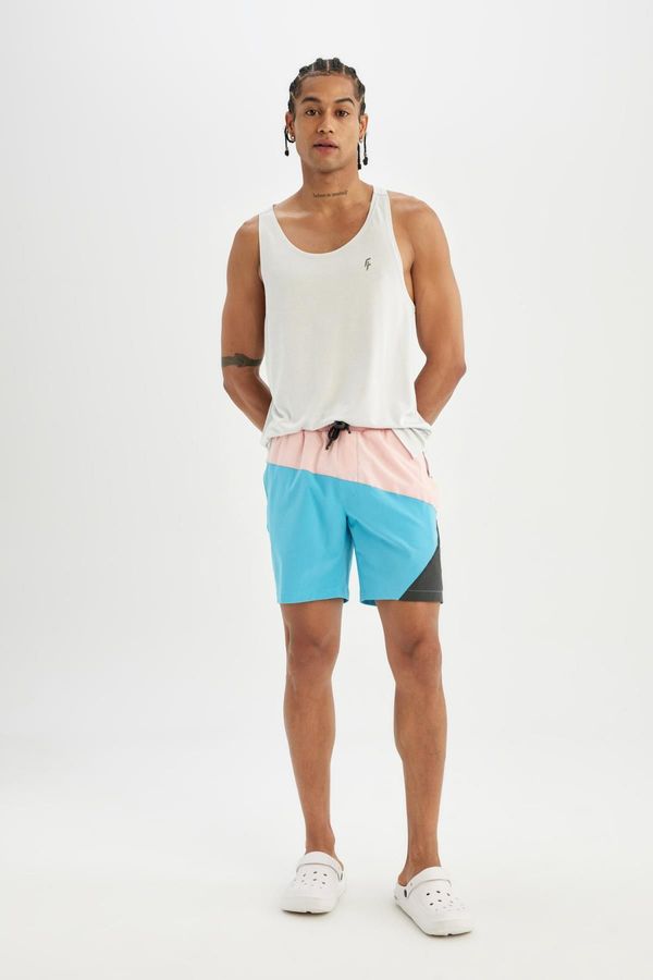 DEFACTO DeFactoFit Regular Fit Printed Flexible Textured Short Swim Shorts