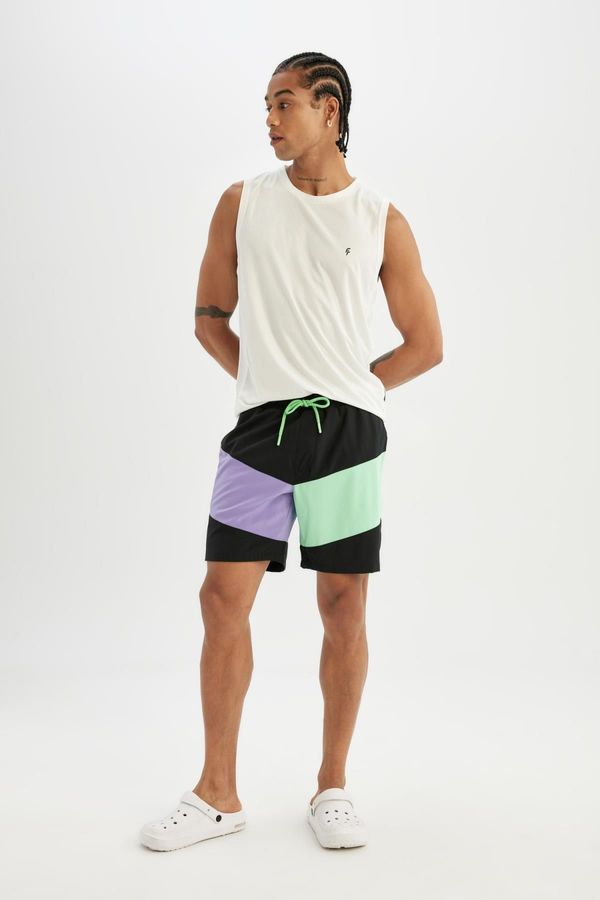 DEFACTO DeFactoFit Regular Fit Printed Flexible Textured Short Swim Shorts