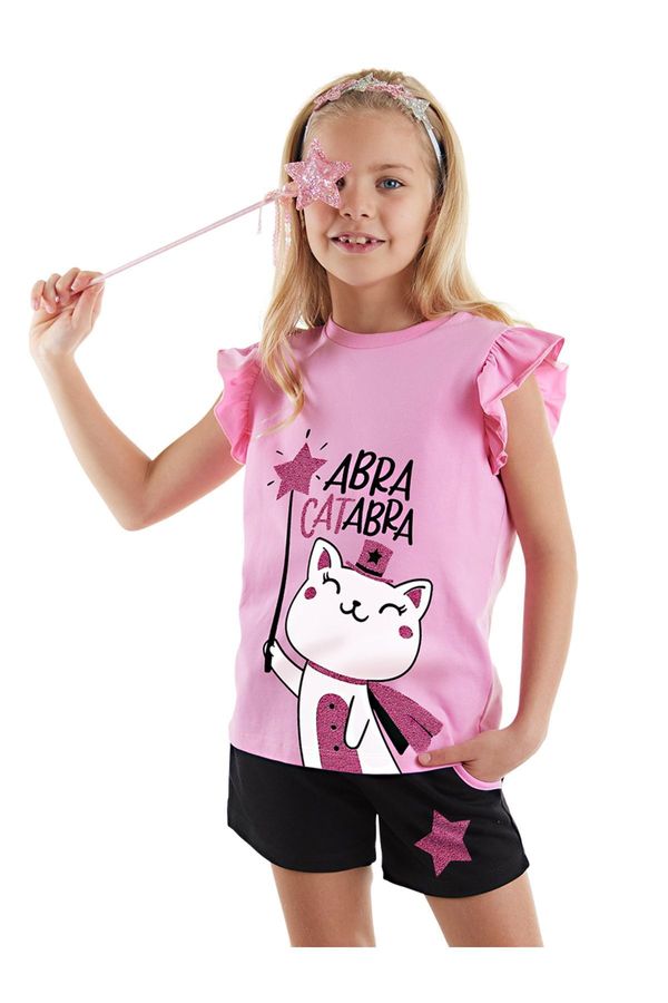 Denokids Denokids Abra Catabra Frilly Girl's Summer T-shirt Shorts Set