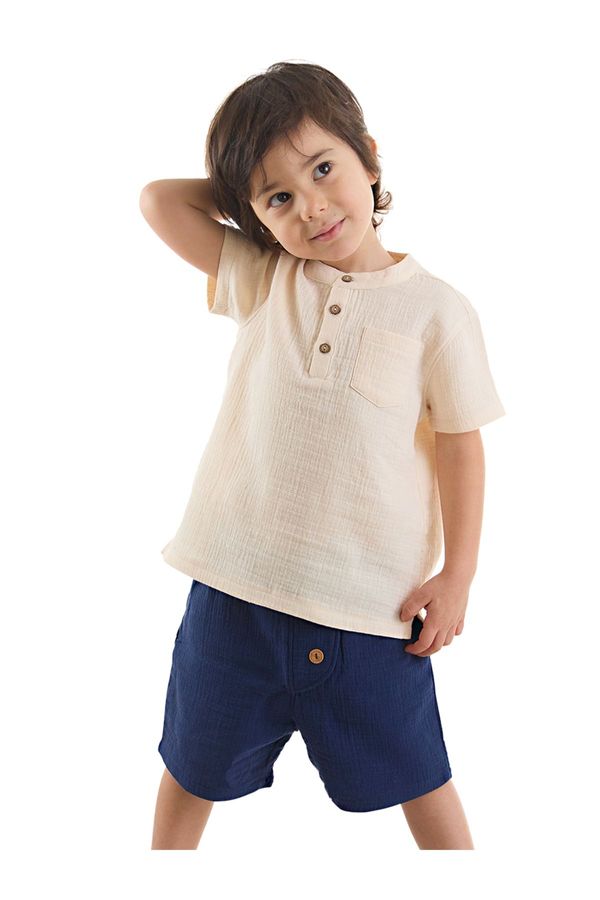 Denokids Denokids Baby Boy Kids Summer Muslin Shorts Shirt Set