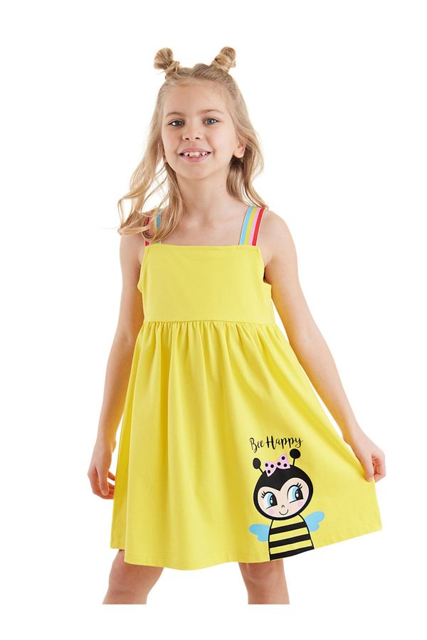 Denokids Denokids Bee Girl's Strappy Frilled Yellow Summer Dress