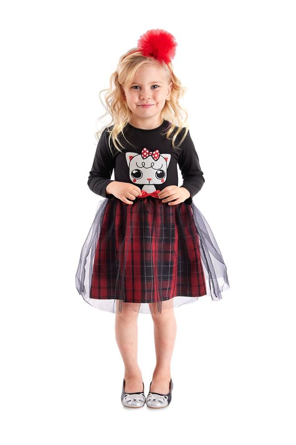 Denokids Denokids Black Kokos Kitten Plaid Girl's Tulle Tutu Fluffy Evening Dress