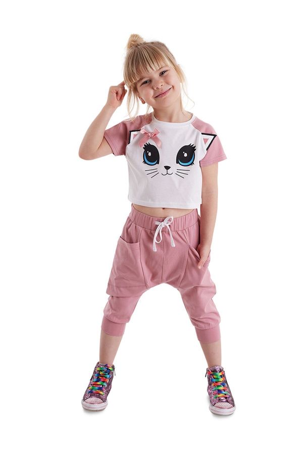 Denokids Denokids Cat Mavis Girls T-shirt Capri Shorts Set