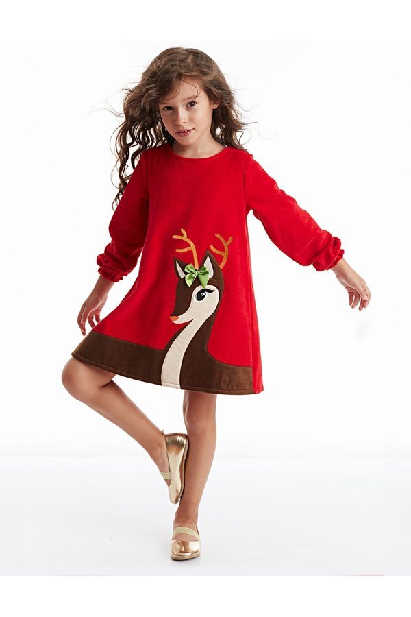 Denokids Denokids Fawn Girl Velvet Red Christmas Dress