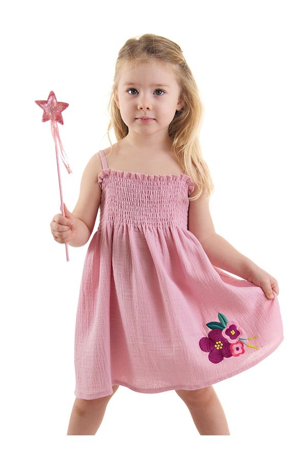 Denokids Denokids Floral Dried Rose Baby Girl Kid Muslin Strap Gipe Detailed Summer Dress