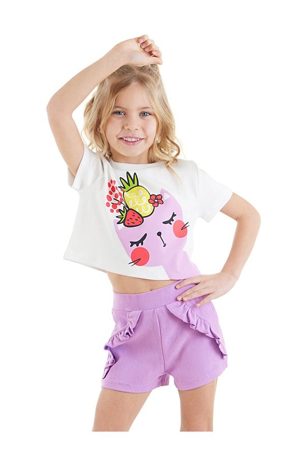 Denokids Denokids Fruity Cat Girl's T-shirt Shorts Set