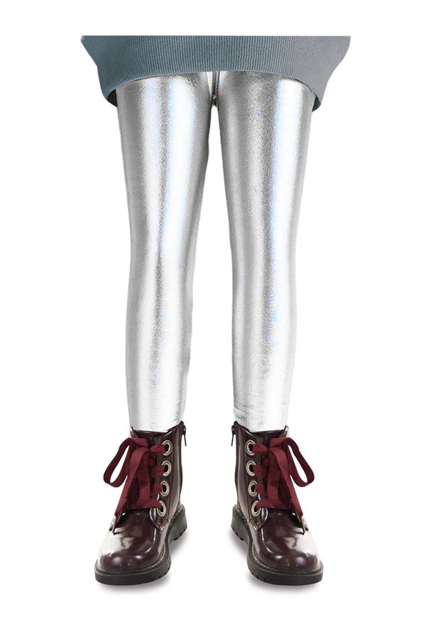 Denokids Denokids Girls Silver Metallic Shiny Leggings