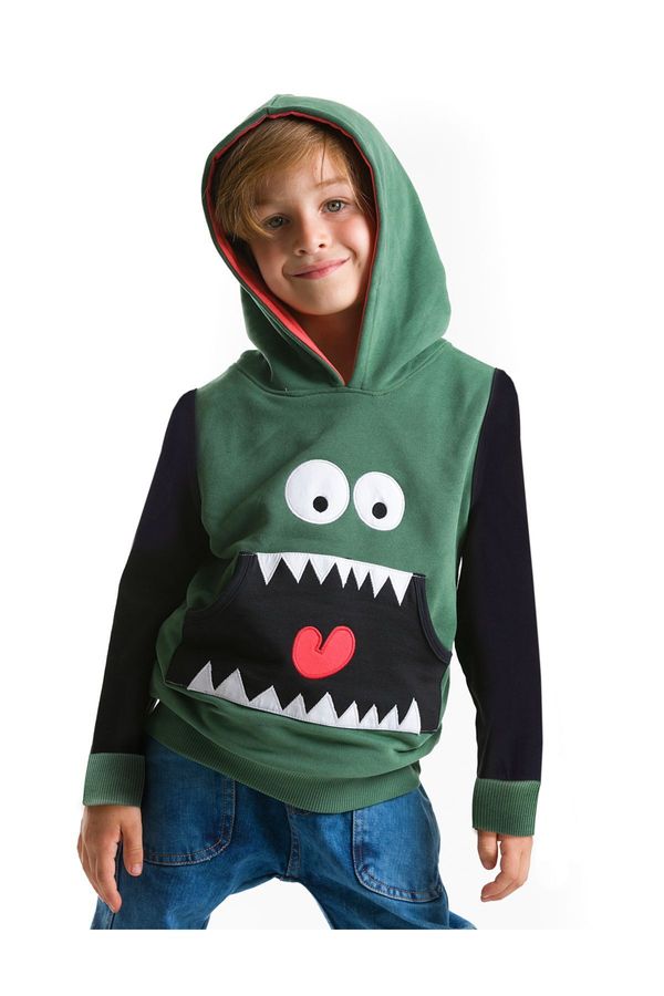 Denokids Denokids Gluttonous Hooded Kangaroo Pocket Boy's Sweatshirt