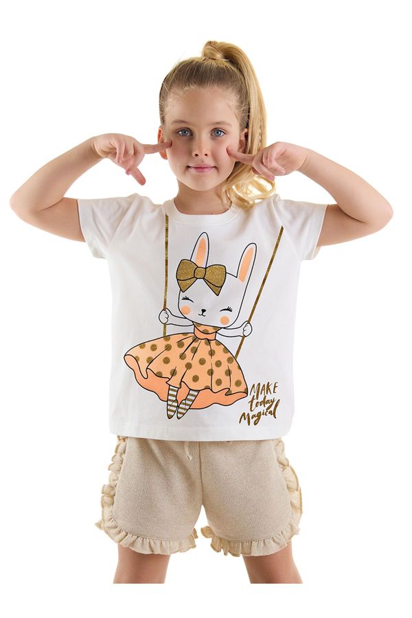 Denokids Denokids Happy Rabbit Ruffle Girls Summer T-shirt Glitter Shorts Set