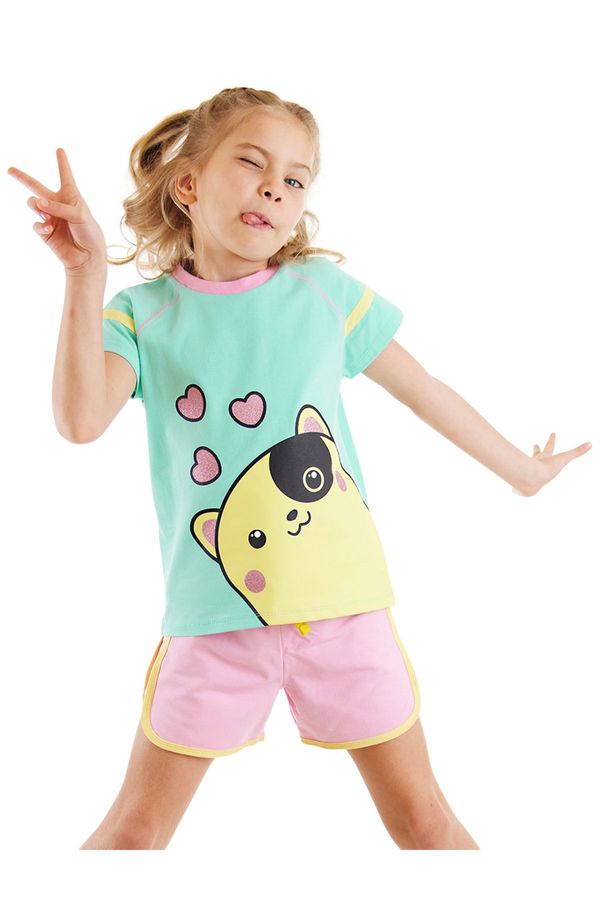 Denokids Denokids Heart Girl's Summer T-shirt Shorts Set