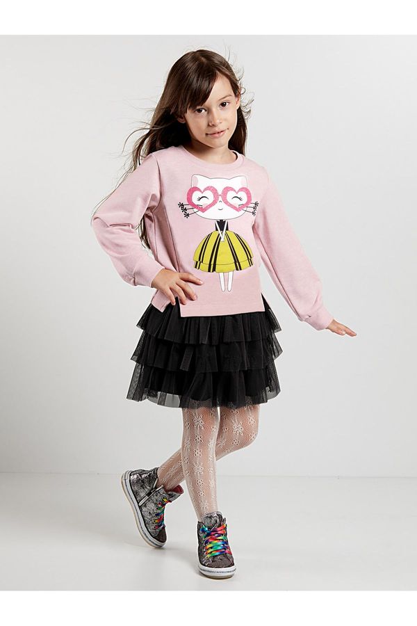 Denokids Denokids Heart Glasses Girls Tulle Sweatshirt Skirt Set