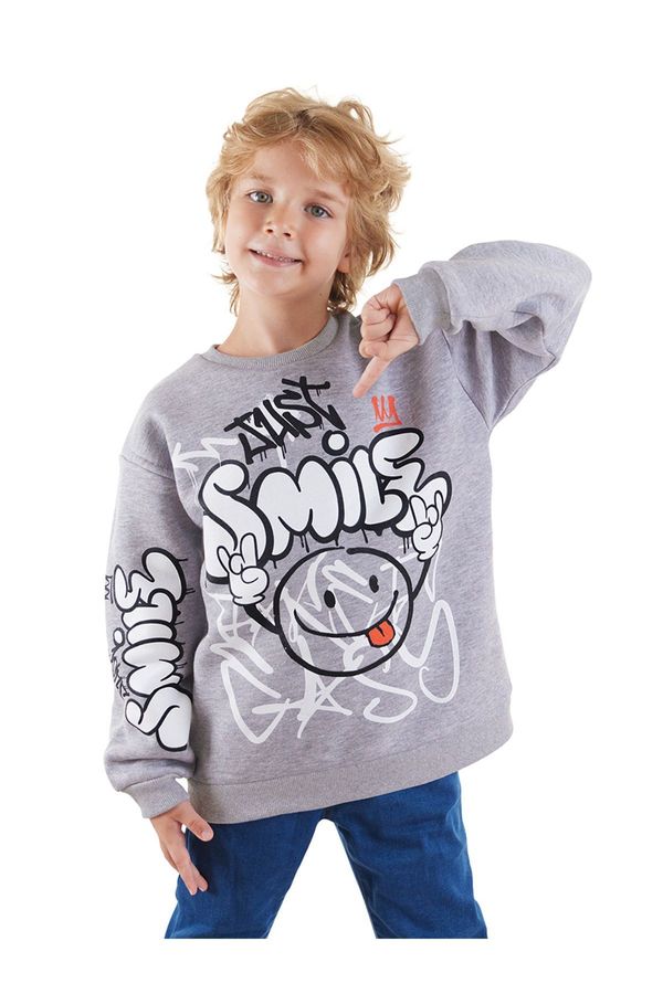 Denokids Denokids Just Smile Boy Grey Sweatshirt