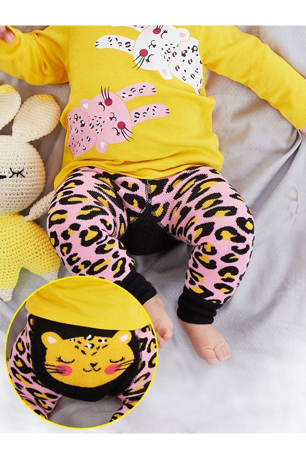 Denokids Denokids Leopard Baby Girl Pink Tights-pants