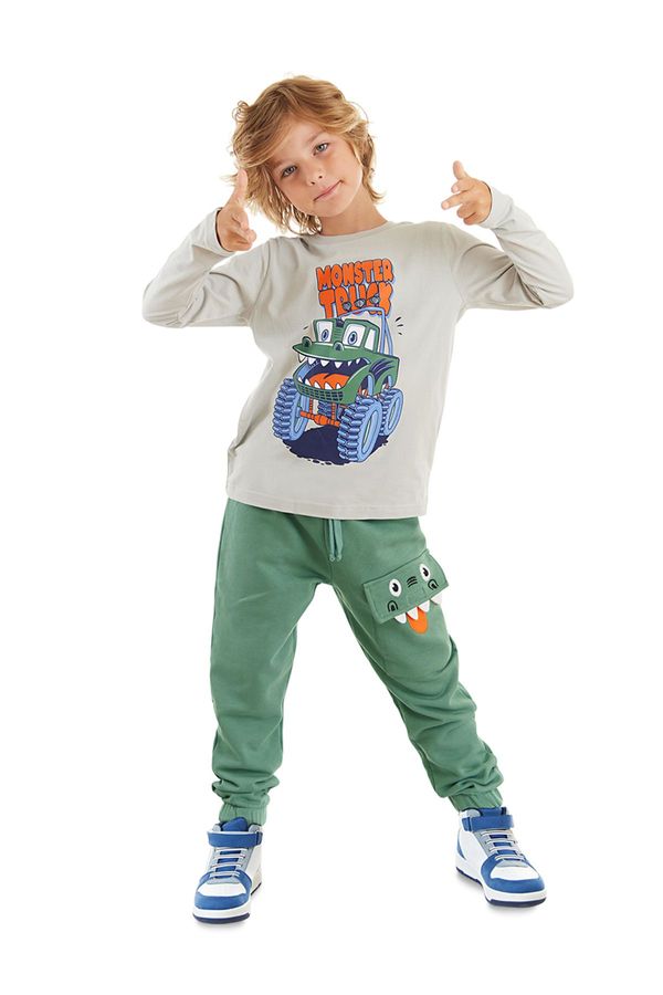 Denokids Denokids Monster Truck Boy's Pocket Detailed T-shirt Trousers Set