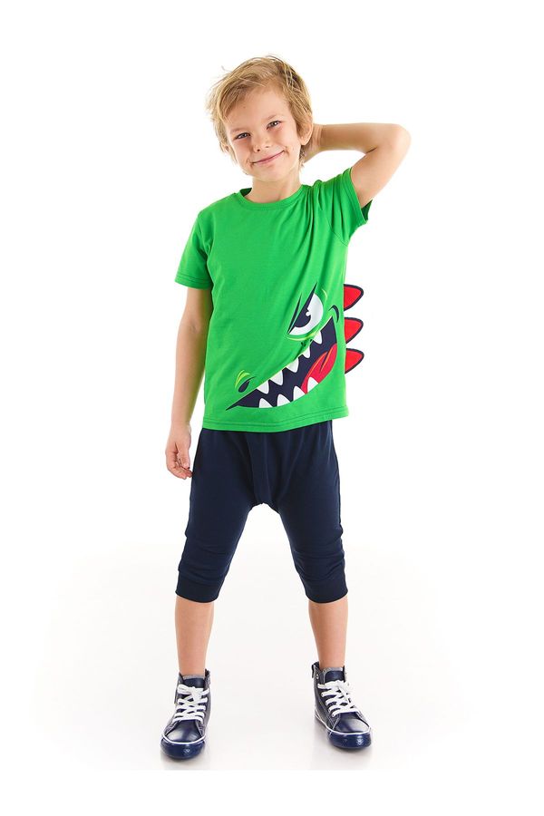 Denokids Denokids Naughty Boy Green T-shirt Capri Shorts Set