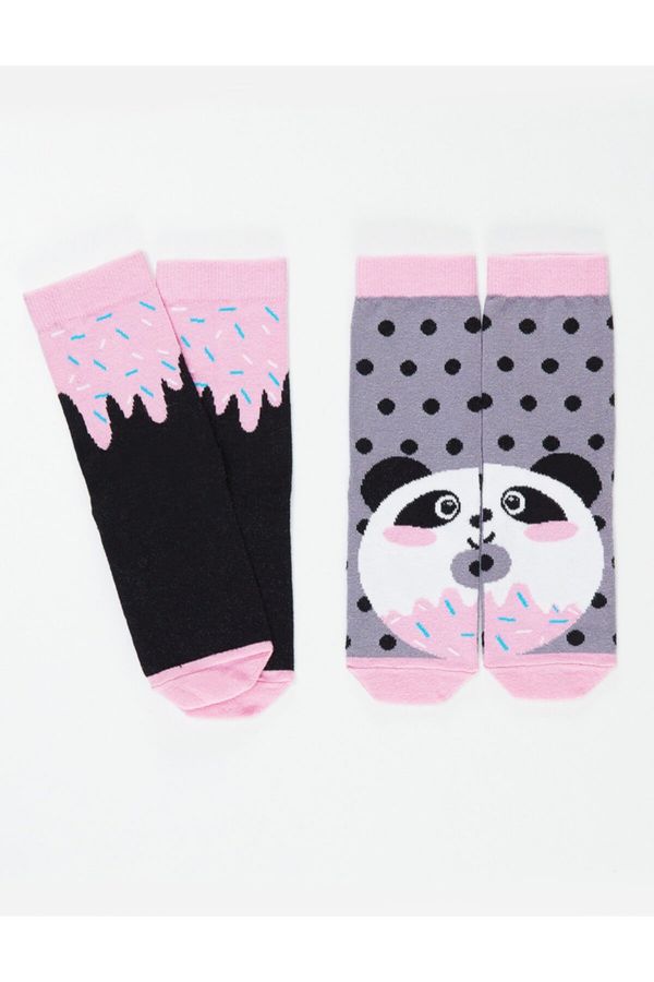 Denokids Denokids Panda & Crema Girl Socks Set of 2