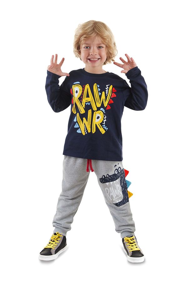 Denokids Denokids Rawr Boy T-shirt Tracksuit Bottom Set