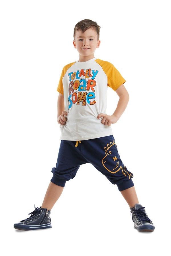 Denokids Denokids Roarsome Dino Boy's Summer T-shirt Capri Shorts Set