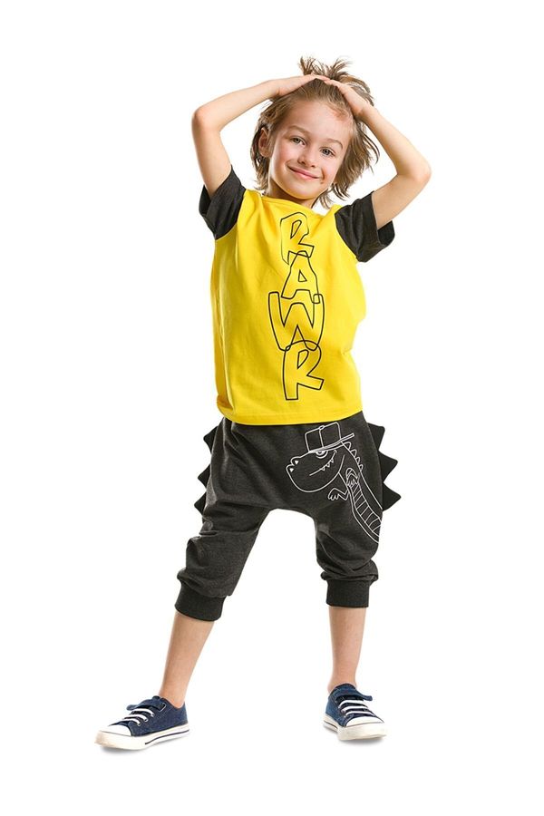 Denokids Denokids Serrated Rawr Boy T-shirt Capri Shorts Set