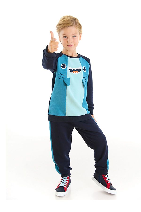 Denokids Denokids Shark Navy Blue Boy Tracksuit Set