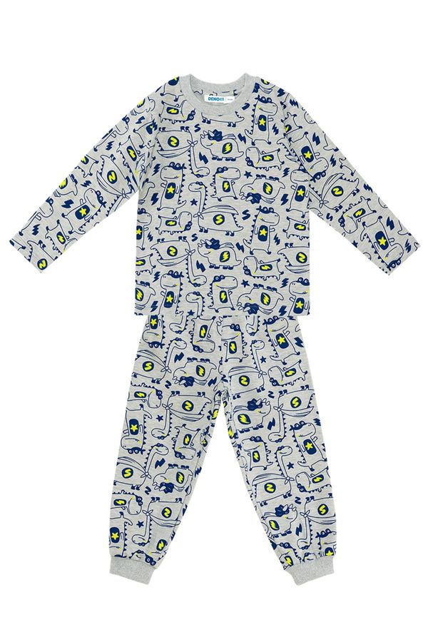 Denokids Denokids Super Dino Baby Boy Gray Pajamas Set